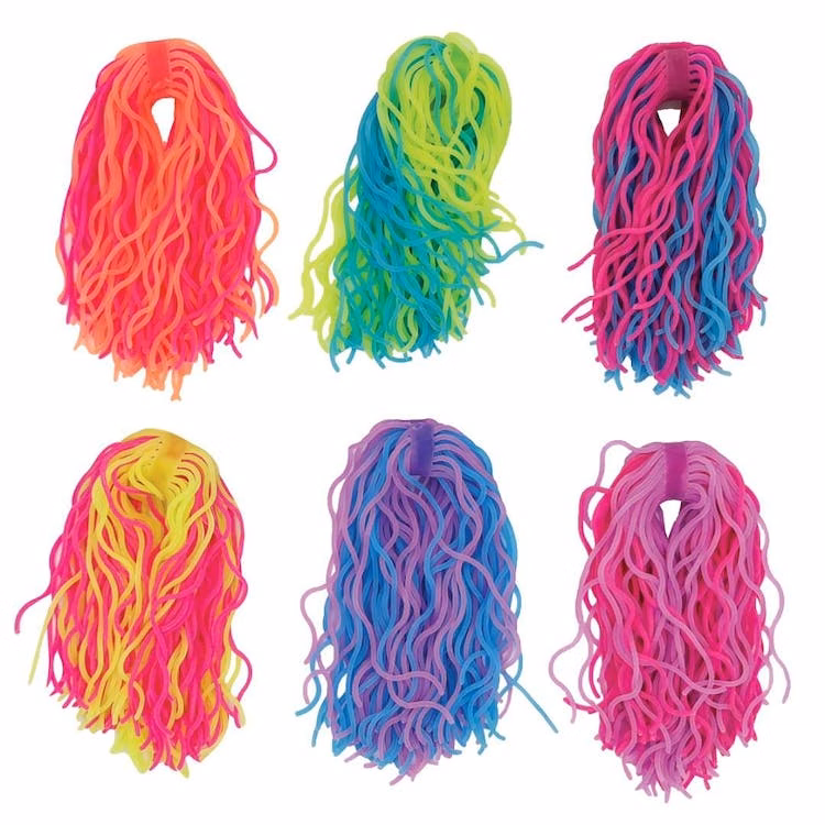 Hairy Noodle Fidget Toys - Assorted Neon Colors 12"