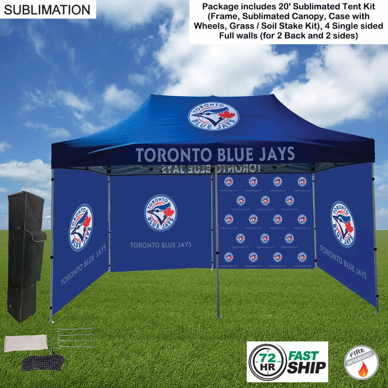 72Hr Fast Ship - Full Privacy Tent Package 1, 20' Sublimated Tent,4 Single sided Full walls