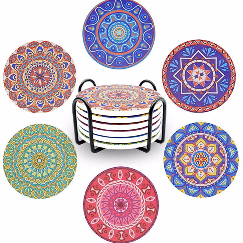 4" x 4" Square Flat Finish Absorbent Ceramic Coasters