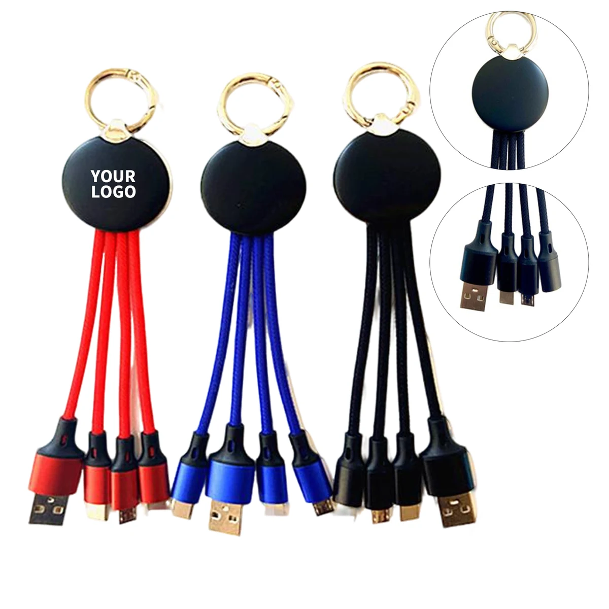 Three In One LED Charging Cable Braided Nylon 1