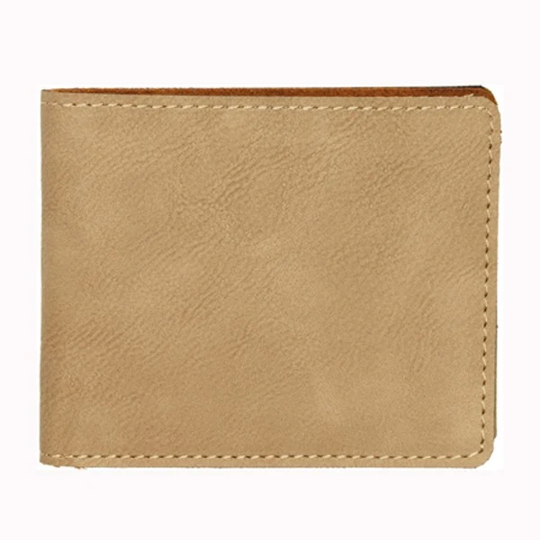 Leatherette Bifold Wallet - Light Brown Screen Imprint 1