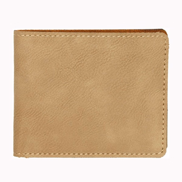 Leatherette Bifold Wallet - Light Brown Screen Imprint