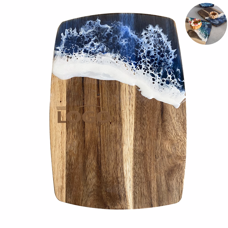 Handcrafted Acacia Cutting Board with Resin Accent