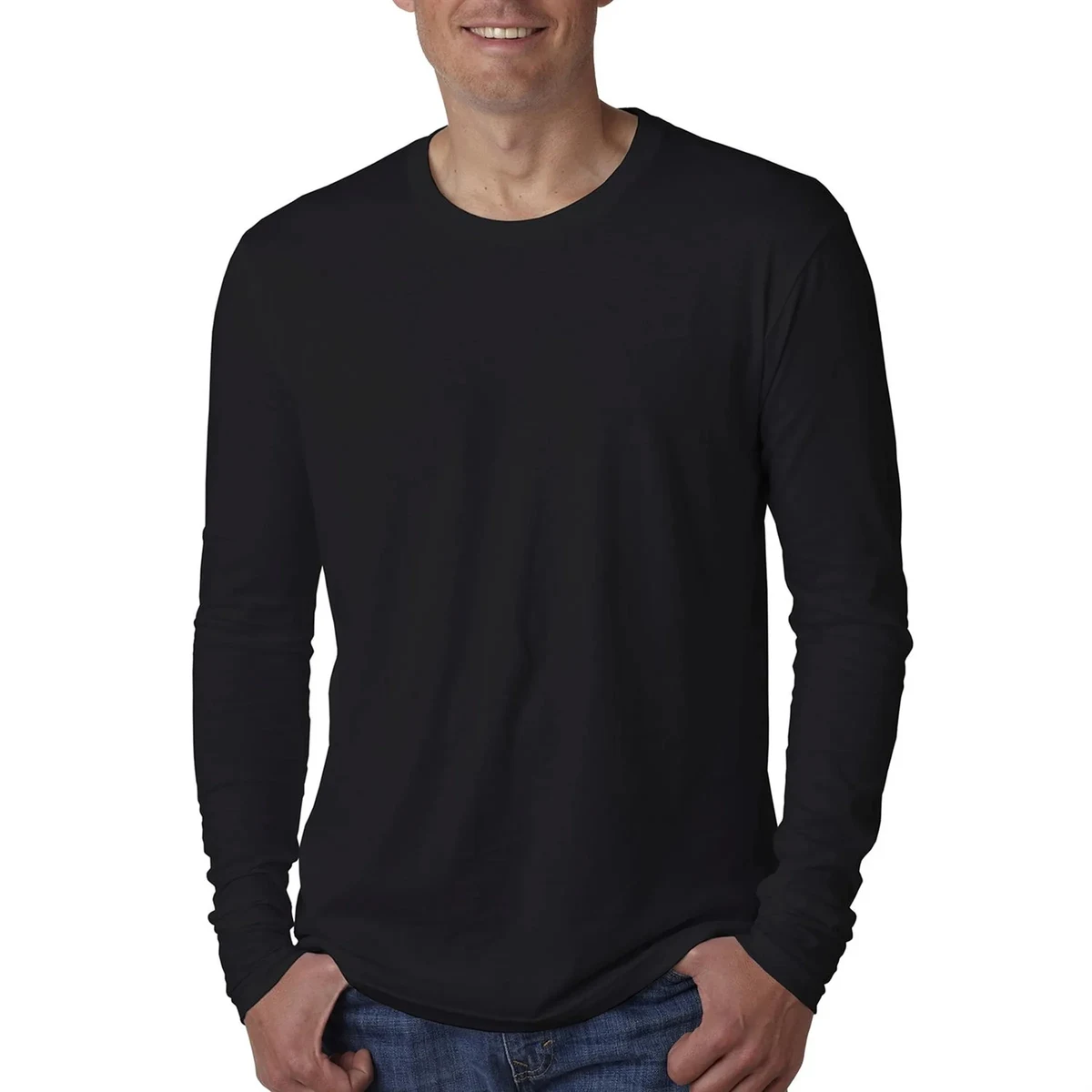 Next Level Men's Cotton Long-Sleeve Crew 1