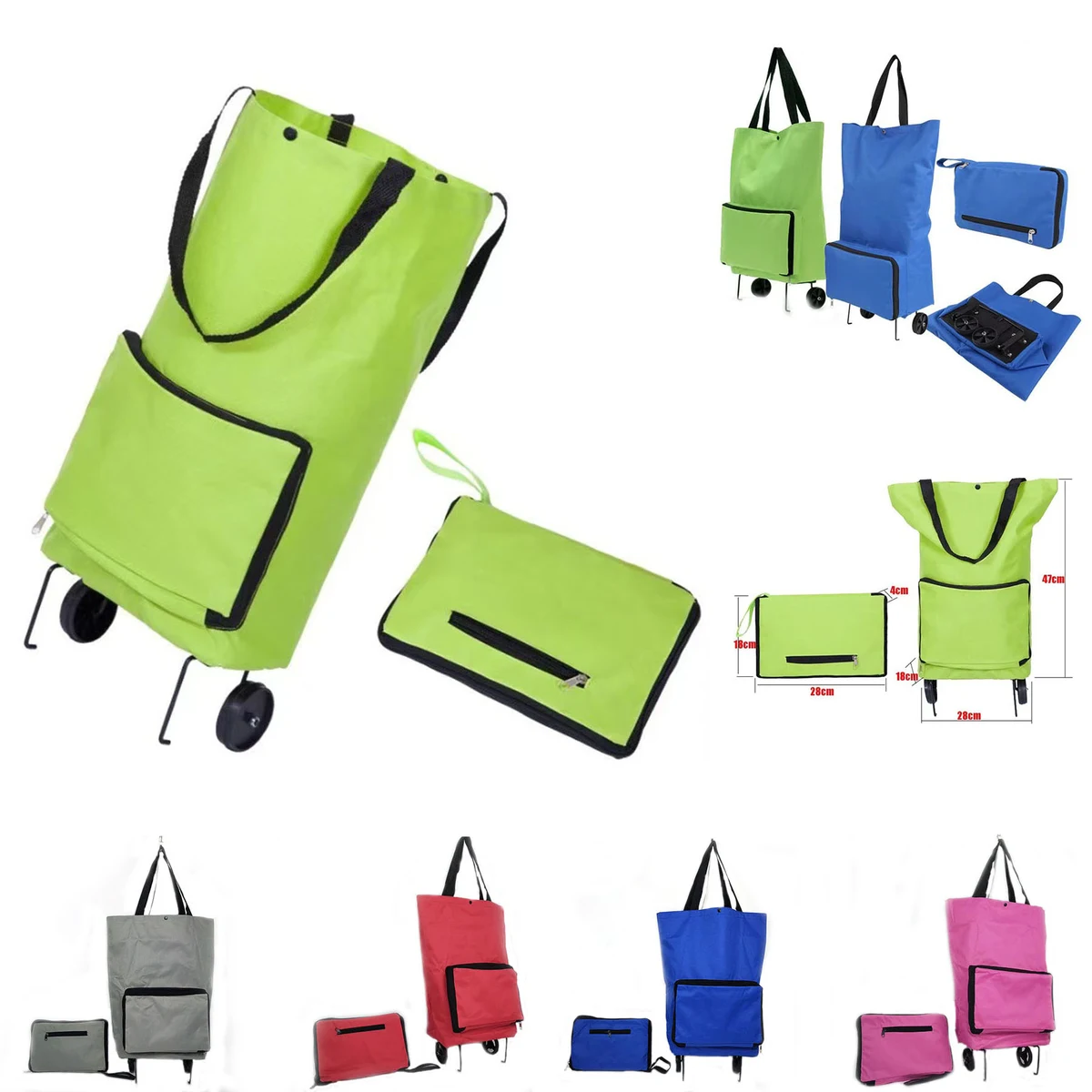 Folding Shopping Cart With Two Wheel 1