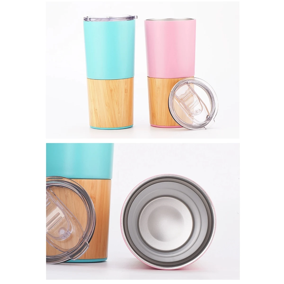 20 Oz Stainless Steel With Wood Vacuum Insulated Bottle 1