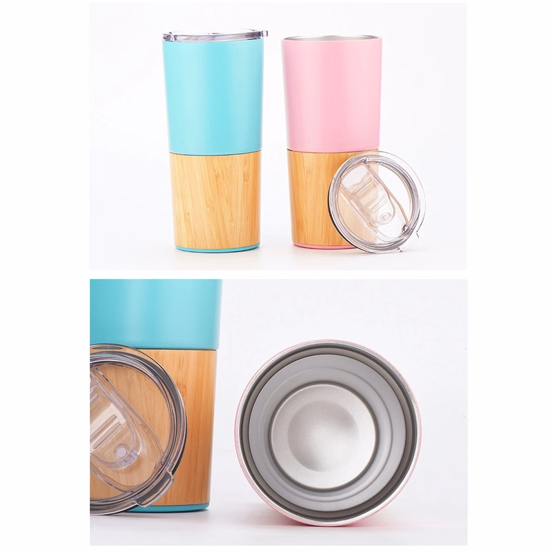 20 Oz Stainless Steel With Wood Vacuum Insulated Bottle