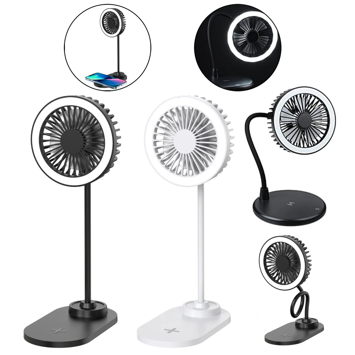 Wireless Charger Desktop Fan with Ring Light 1