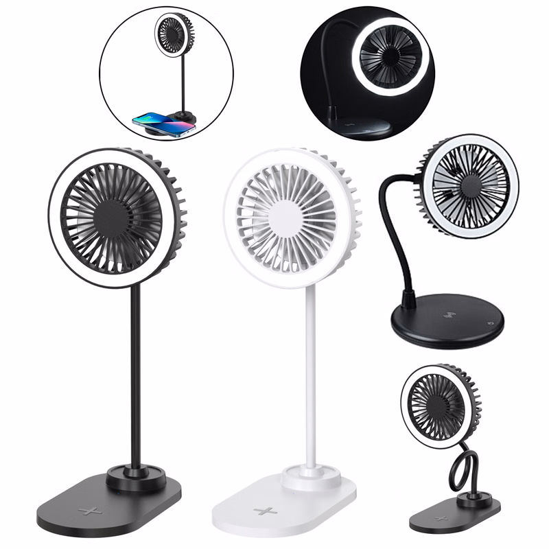 Wireless Charger Desktop Fan with Ring Light