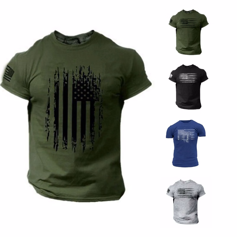 3D Digital Printed Polyester American Flag T-shirt