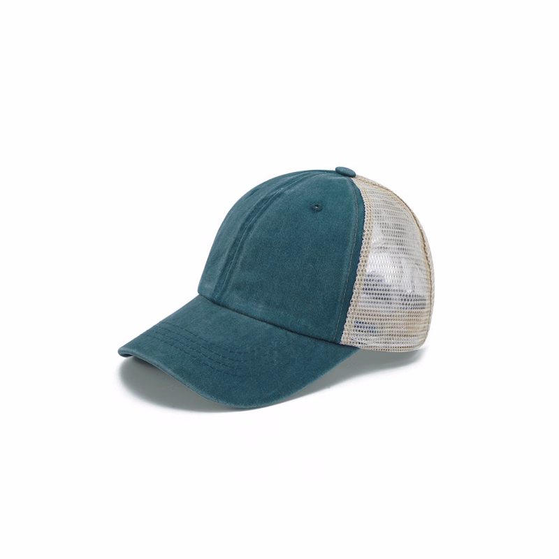 Washed Cotton Low Profile Baseball Cap With Mesh Back