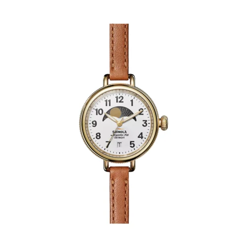 Shinola The Birdy Moon Phase Women's Leather Strap Watch 1