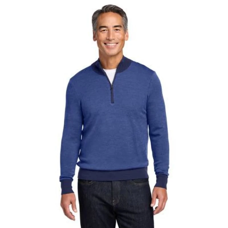 Brooks Brothers Washable Merino Birdseye 1/4-Zip Sweater, custom hoodie or sweatshirt with logo imprint 1