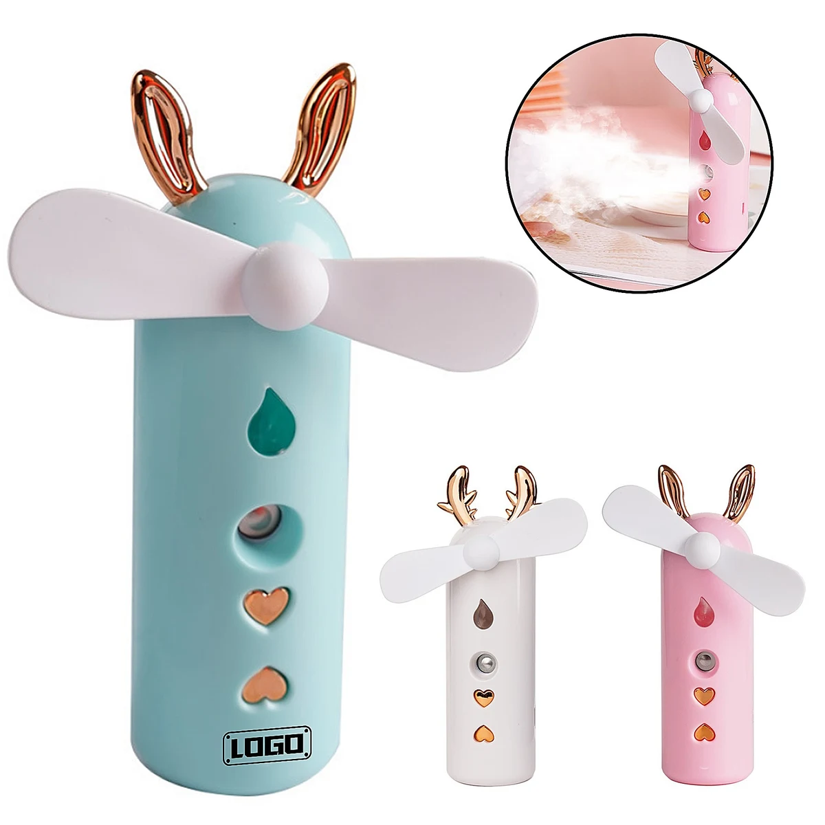 Rechargeable 2-In-1 Hydrating And Humidifying Hand-Held Fan 1