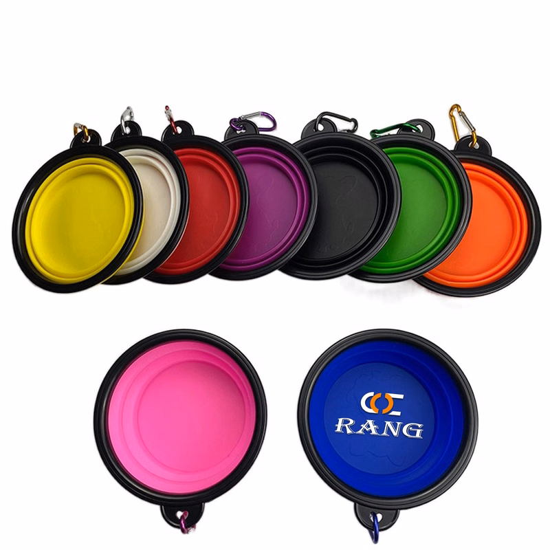Collapsible Silicone Dog Bowl Travel Pet With Carabiner Clip