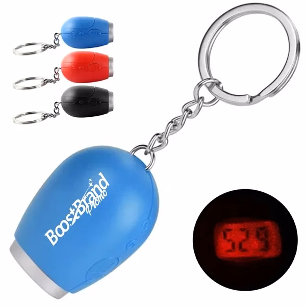 Custom LED Projection Clock Keychain with Time Display — Corporate Event Giveaway