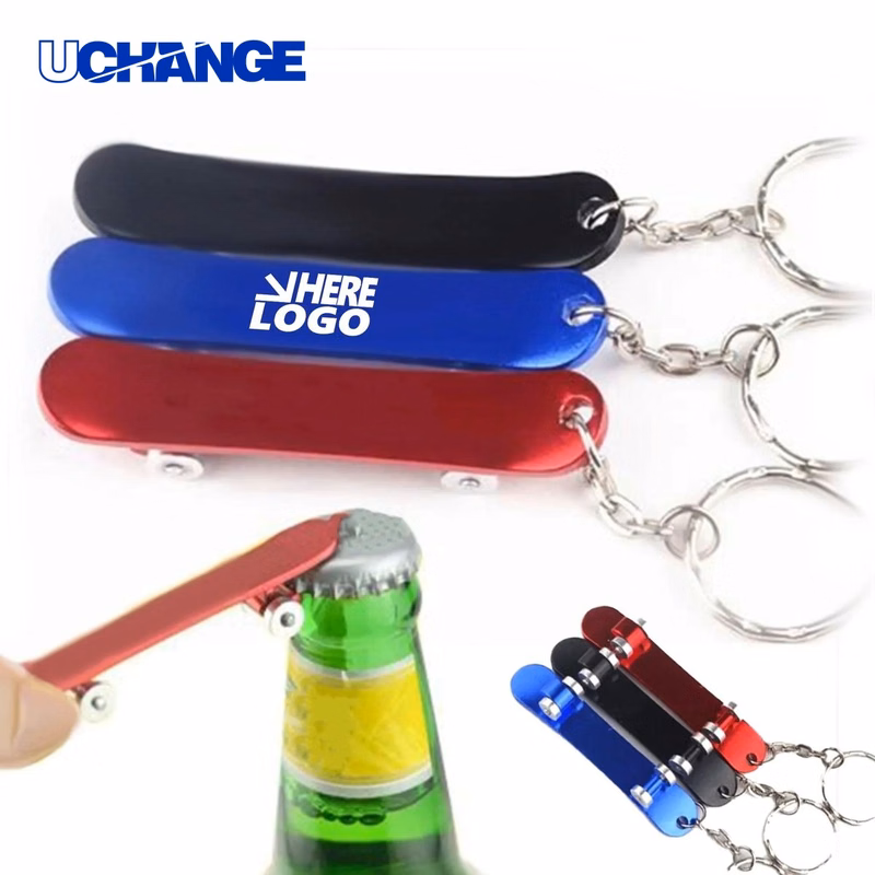 Skateboard Shape Bottle Opener Keychain