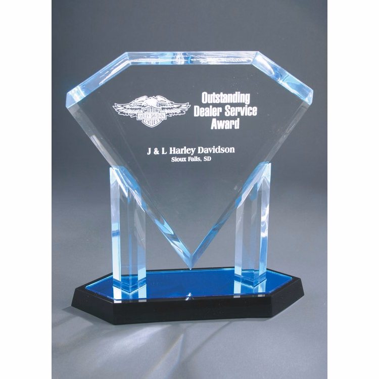 11-3/4" Blue Acrylic Floating Diamond Award