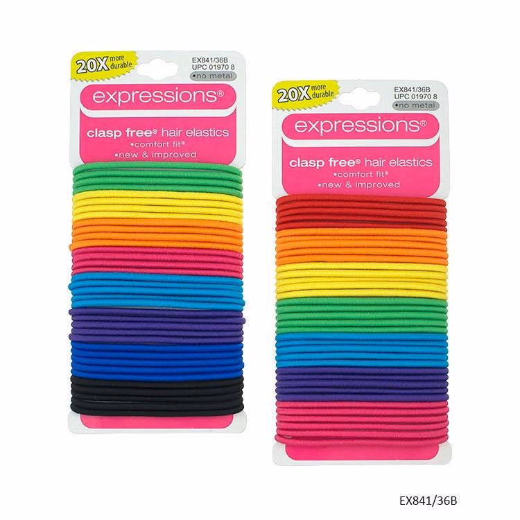 Hair Elastics - Assorted Colors 36 Pieces