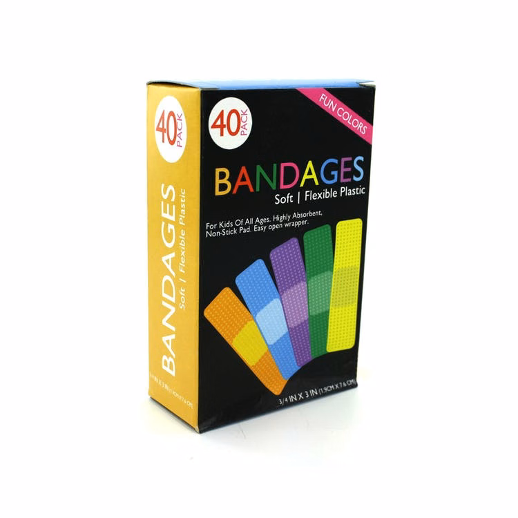 Fun Color Bandages - Plastic 5 Colors 40 Pack