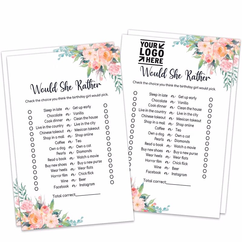 20Pcs Birthday Game Card Set