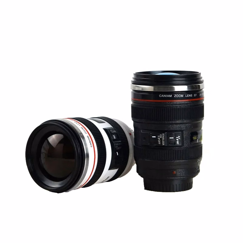 Stainless Steel Camera Lens Coffee Mug With Lid