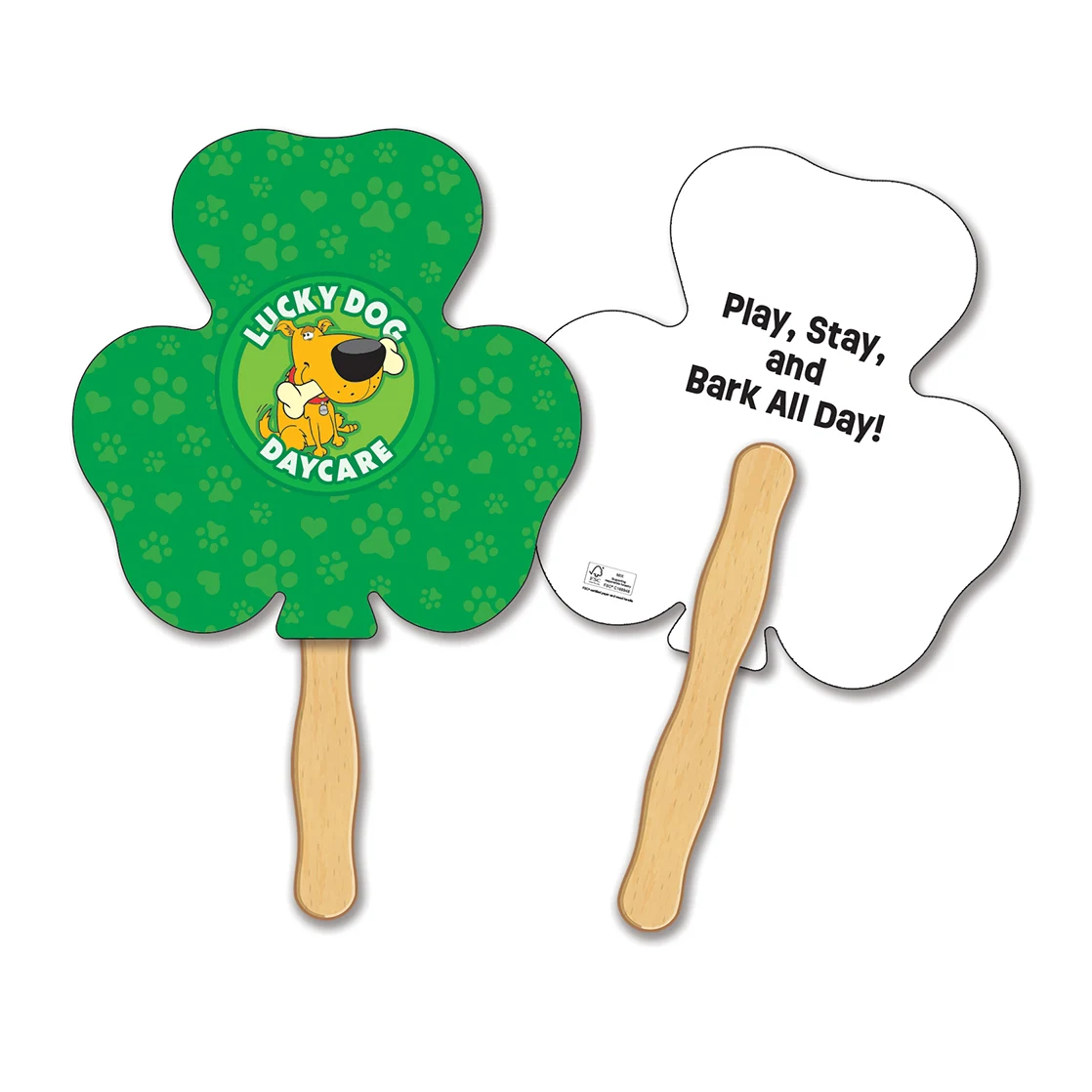 HAND FANS - Full Color, Shamrock Shaped Hand Fan 1