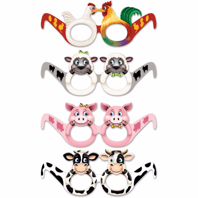 Farm Animal Eyeglasses 12 Pk