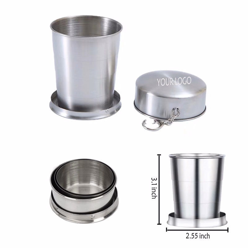 5oz Stainless Steel Travel Foldable Cup MOQ 100pcs