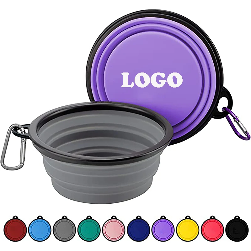 Portable Foldable Dogs Food Bowls w/ Carabiner Clip 1
