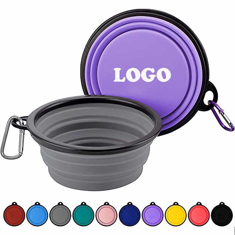Portable Foldable Dogs Food Bowls w/ Carabiner Clip