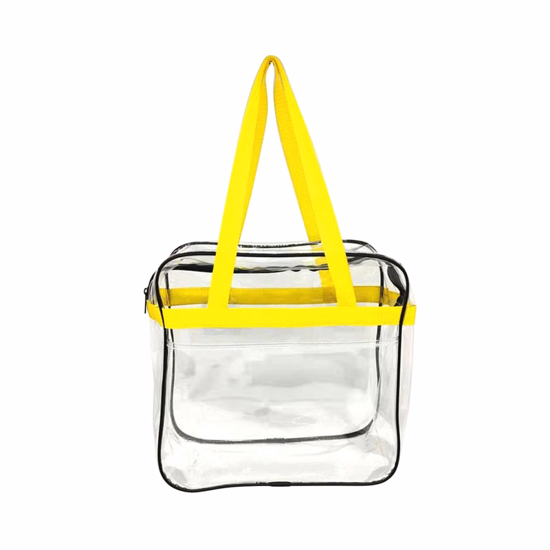 Clear PVC Transparent Tote Bag with Zipper Front Pocket