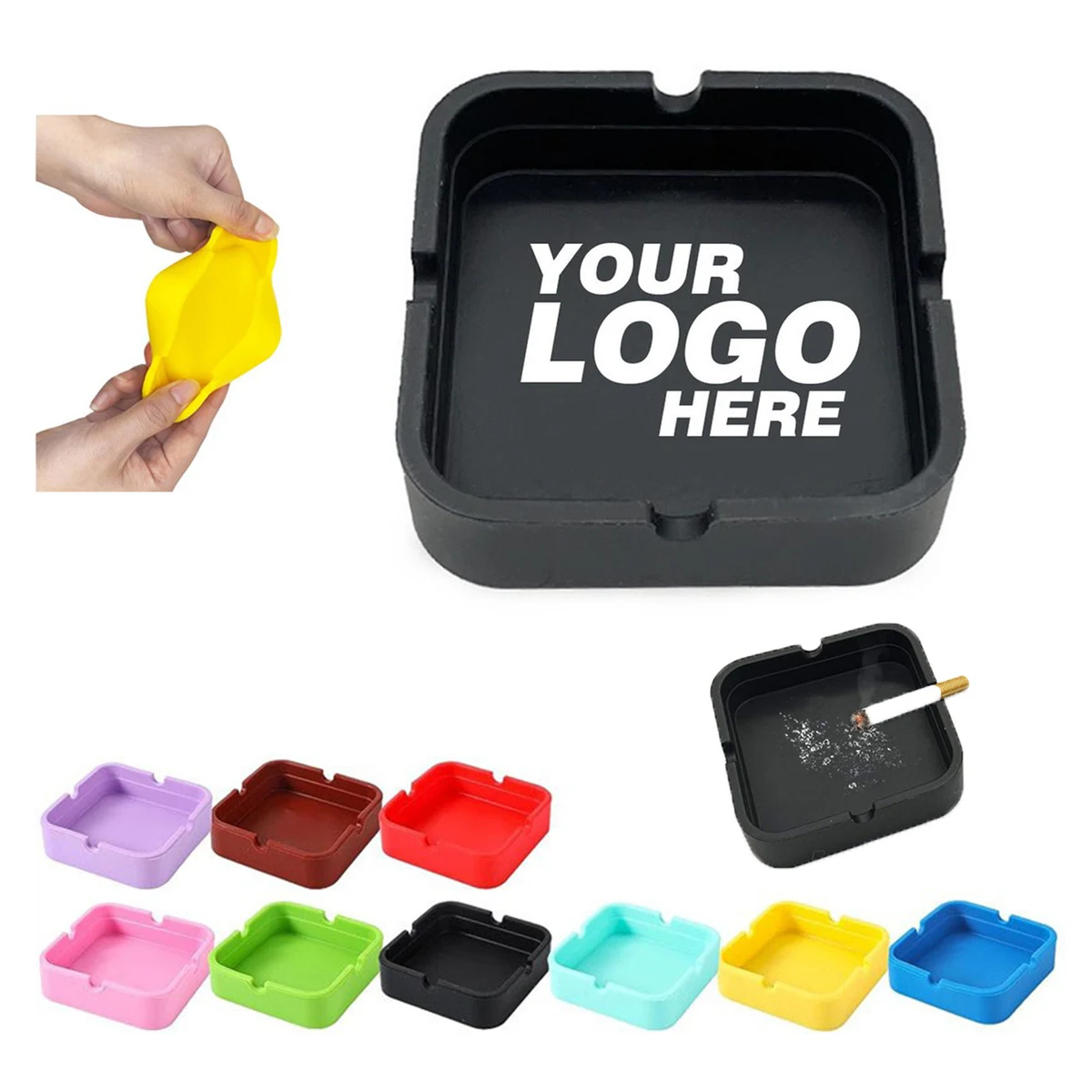 Square Silicone Ashtray Unbreakable 1