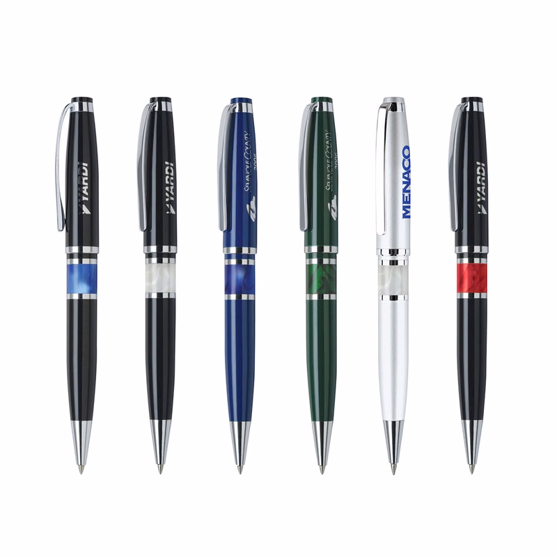 Resin Accented Brass Ballpoint Twist Metal Pen