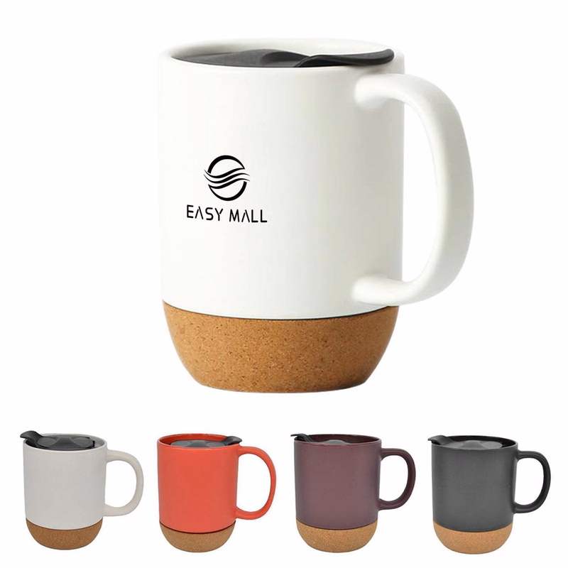 Ceramic Cork Bottom Mug with Lid
