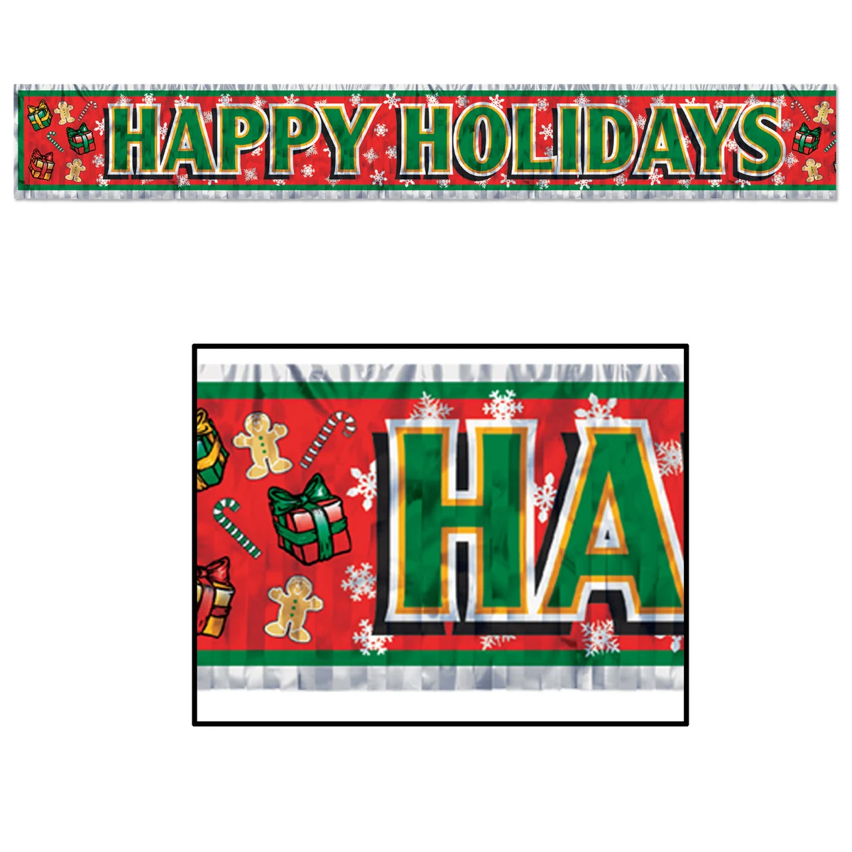 Metallic Happy Holidays Fringe Banner 1