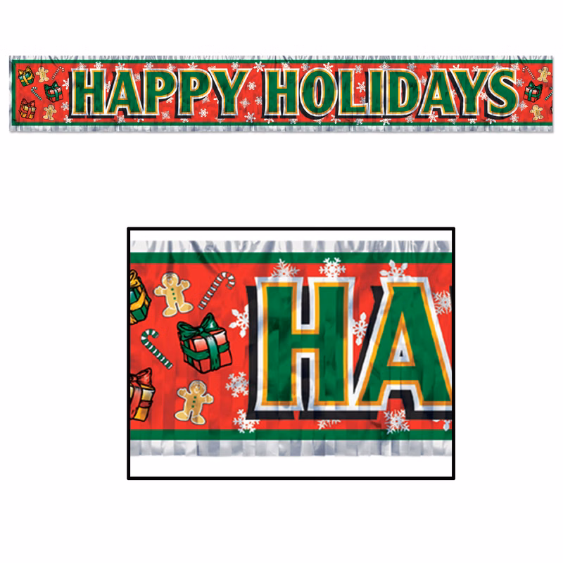Metallic Happy Holidays Fringe Banner