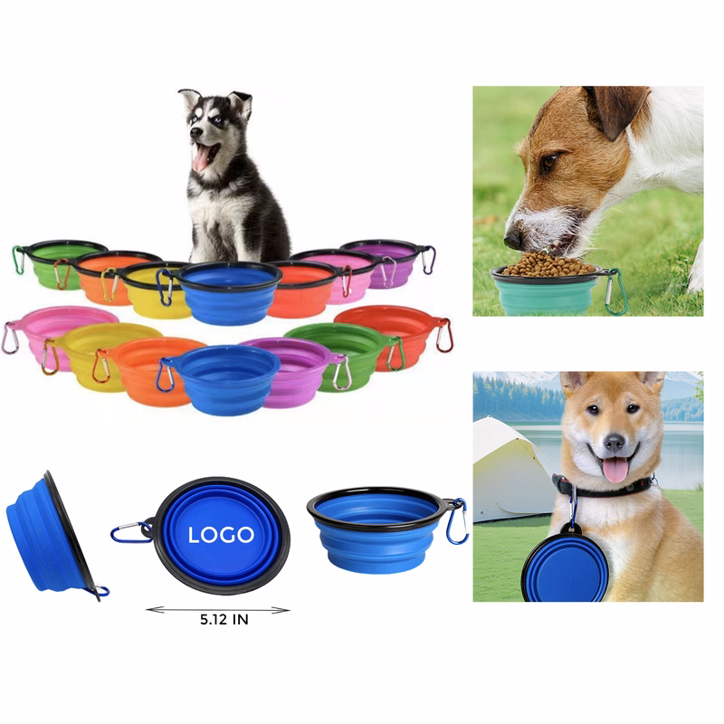 MOQ 10 PCS Durable Silicone Folding Pet Bowl