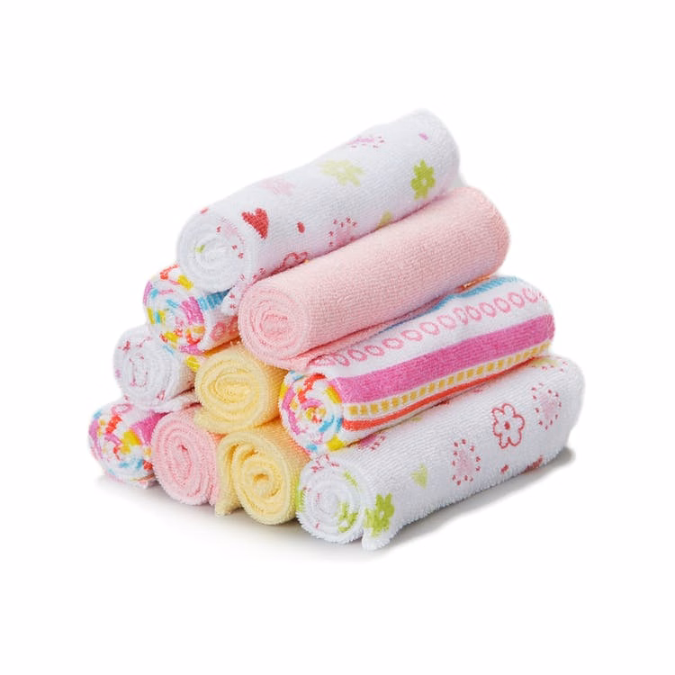 Terry Baby Washcloths - Pink Lines 10 Pack