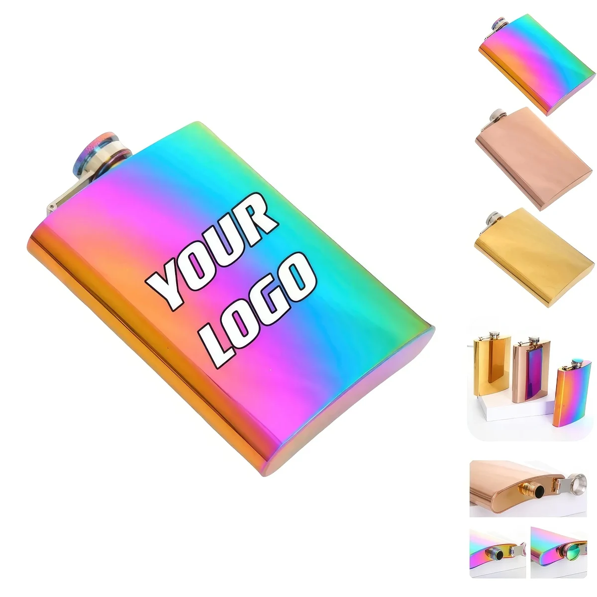 8 oz Stainless Steel Leakproof Liquor Flask For Camping, custom water bottle with logo imprint 1