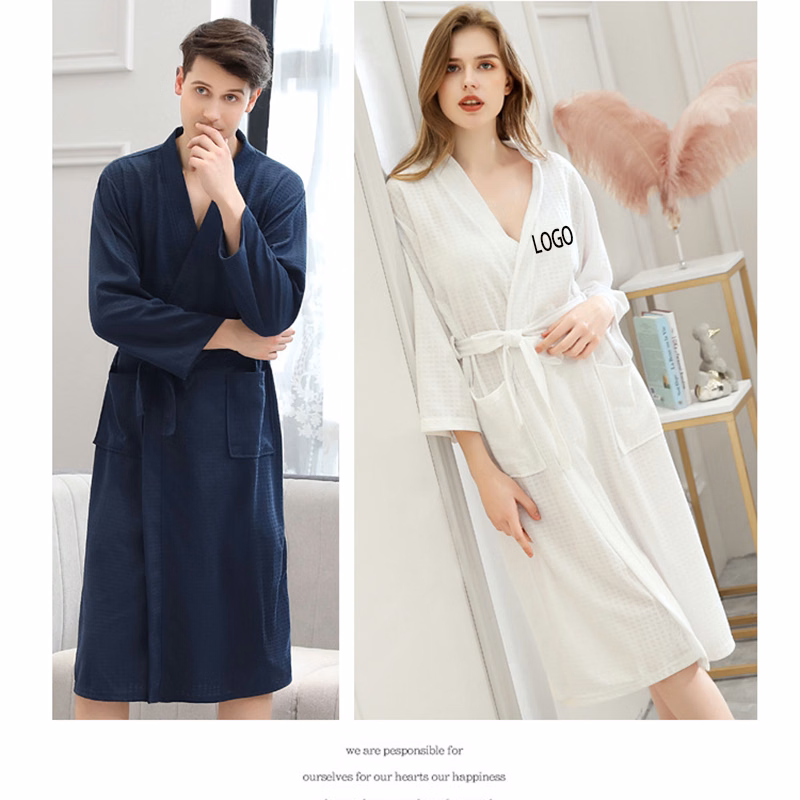 Women Men Waffle Bathrobes for Spring Summer