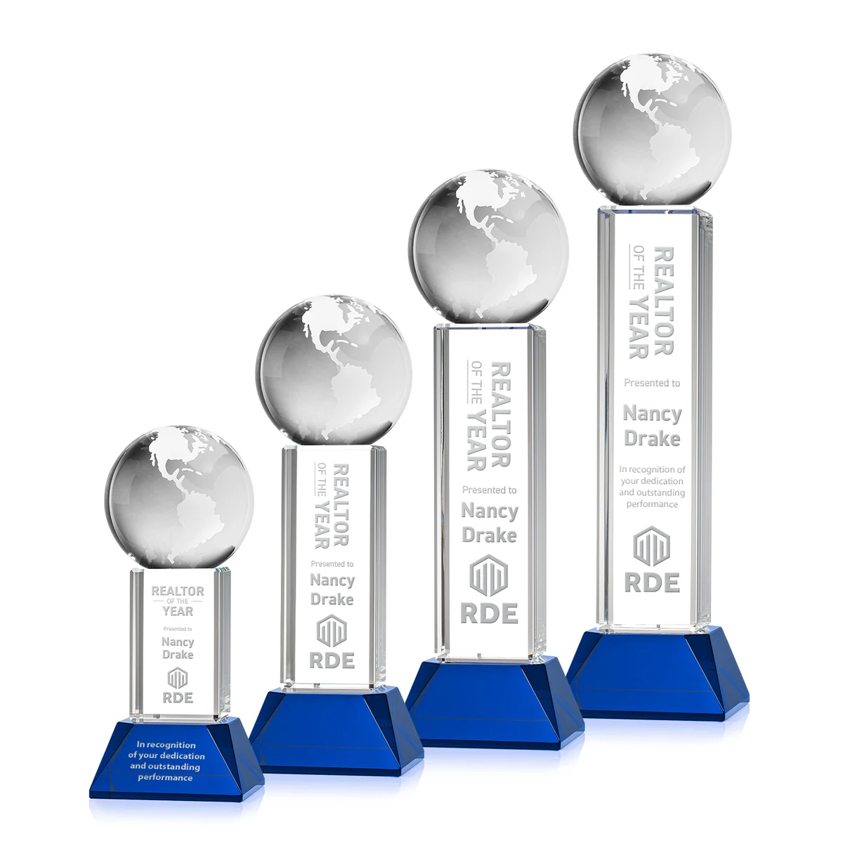 Globe Award on Stowe Base - Blue 1