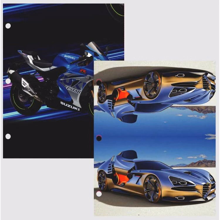 2 Pocket Folders - Assorted Cars & Motorcycles Designs 48 Pack