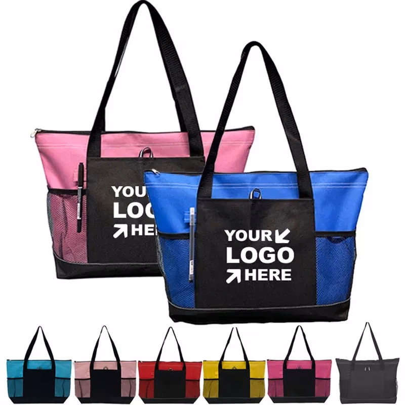Customized 600D Polyester Zippered Tote Bag
