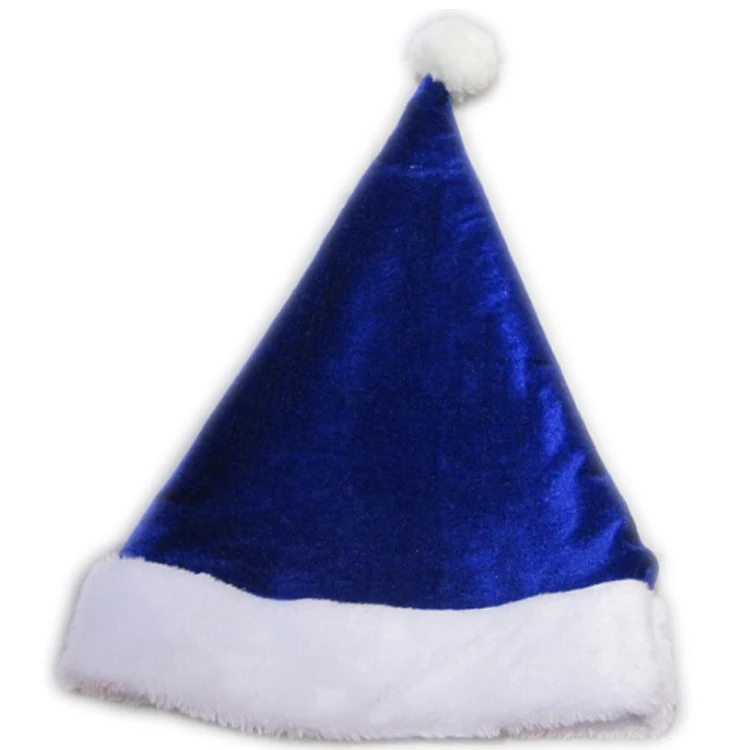 Custom Blue Plush Christmas Santa Hats 1