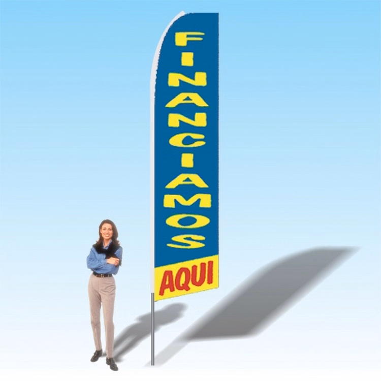 We Finance Here BlueYellow Advertising Banner Flag