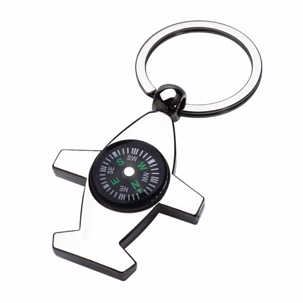 Custom Metal Airplane Compass Keychain — Functional Travel Promo for Aviation Brands