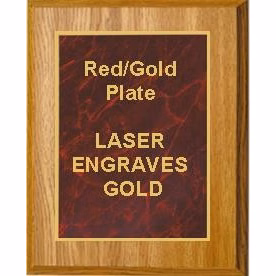 5" x 7" Oak Finish Plaque with a Red Marble Designer Plate