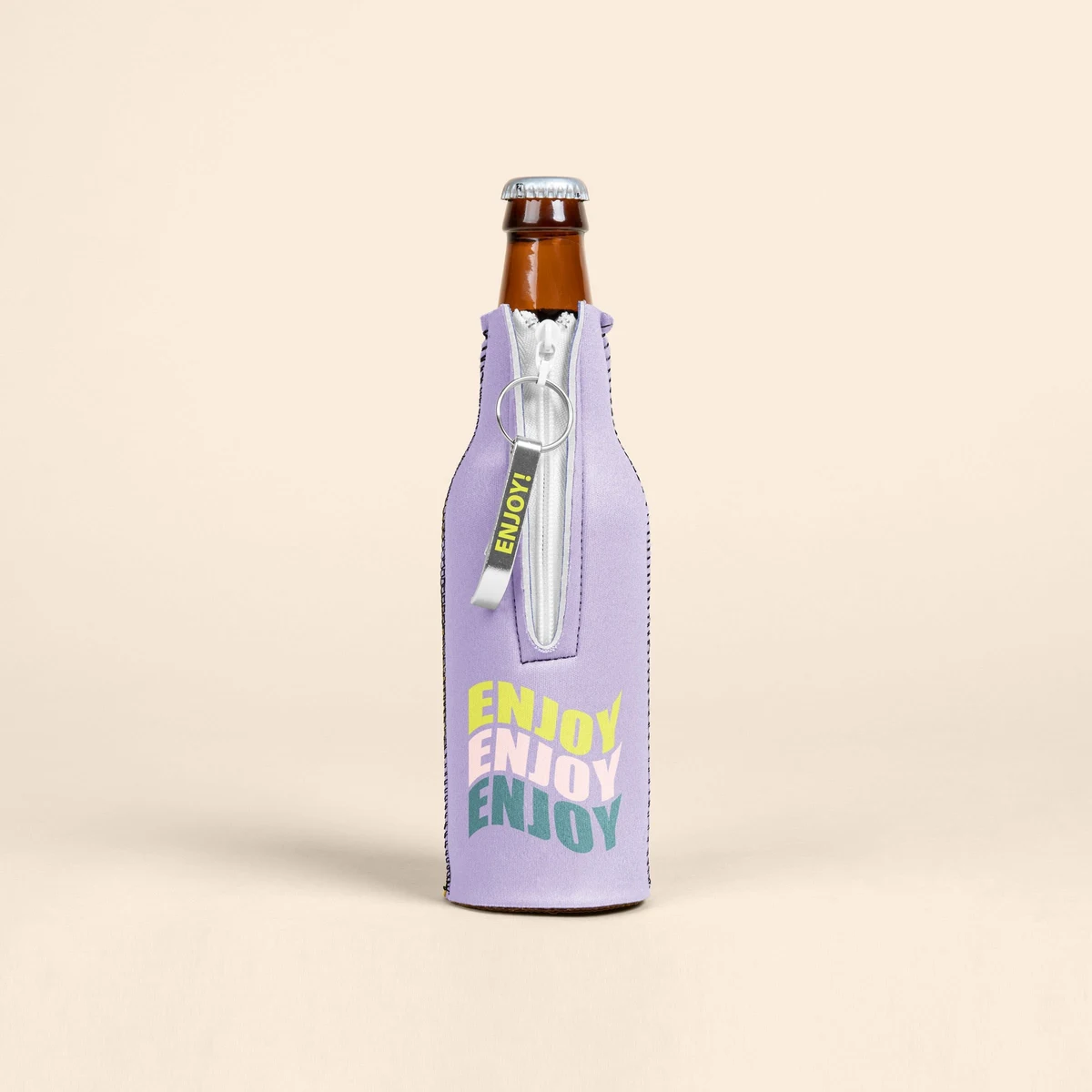 Bottle Suit with Imprinted Bottle Opener, custom koozie with logo imprint 1