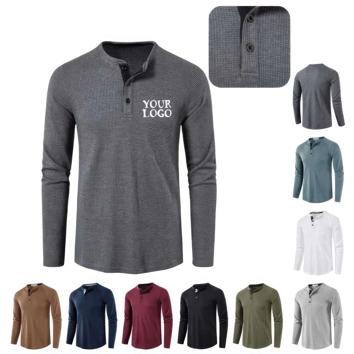 Custom Men's Long Sleeve Shirts Casual Tops 1